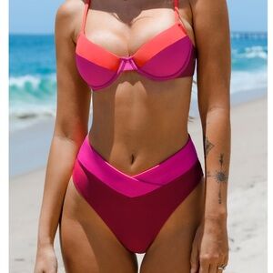 Cupshe Colorblock Bikini Set with Underwire Support